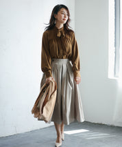 リボンタイシャーリングブラウスxyz265119 ブラウン