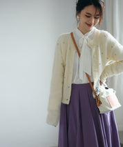 リボンタイシャーリングブラウス ホワイト