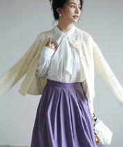 リボンタイシャーリングブラウス ホワイト