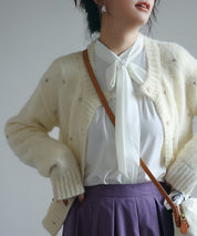 リボンタイシャーリングブラウス ホワイト