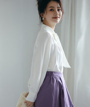 リボンタイシャーリングブラウス ホワイト