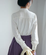 リボンタイシャーリングブラウス ホワイト