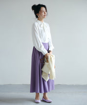 リボンタイシャーリングブラウス ホワイト