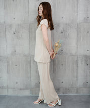 カットソーセットアップ パンツドレスdsrb1259 アイボリー