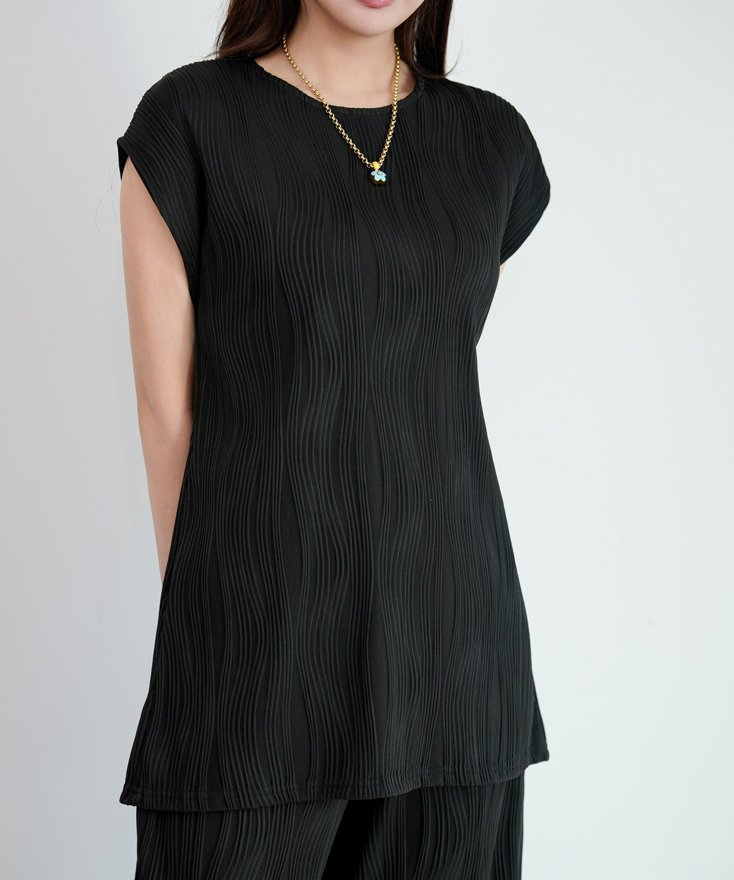 カットソーセットアップ パンツドレスdsrb1259 ブラック
