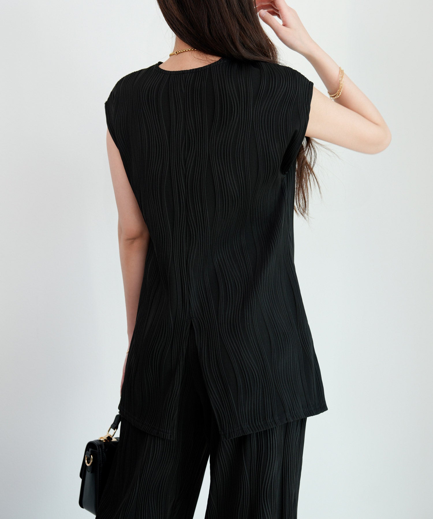 カットソーセットアップ パンツドレスdsrb1259 ブラック
