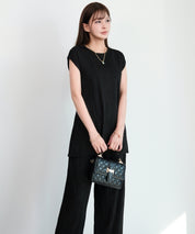 カットソーセットアップ パンツドレスdsrb1259 ブラック