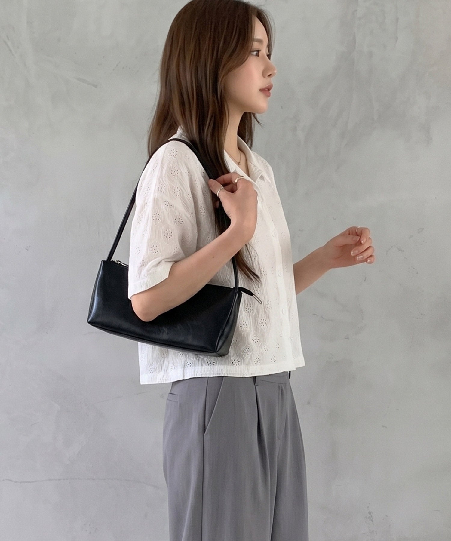 アイレット刺繍半袖シャツdsrb1277 オフホワイト