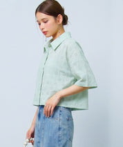 アイレット刺繍半袖シャツdsrb1277 ミント