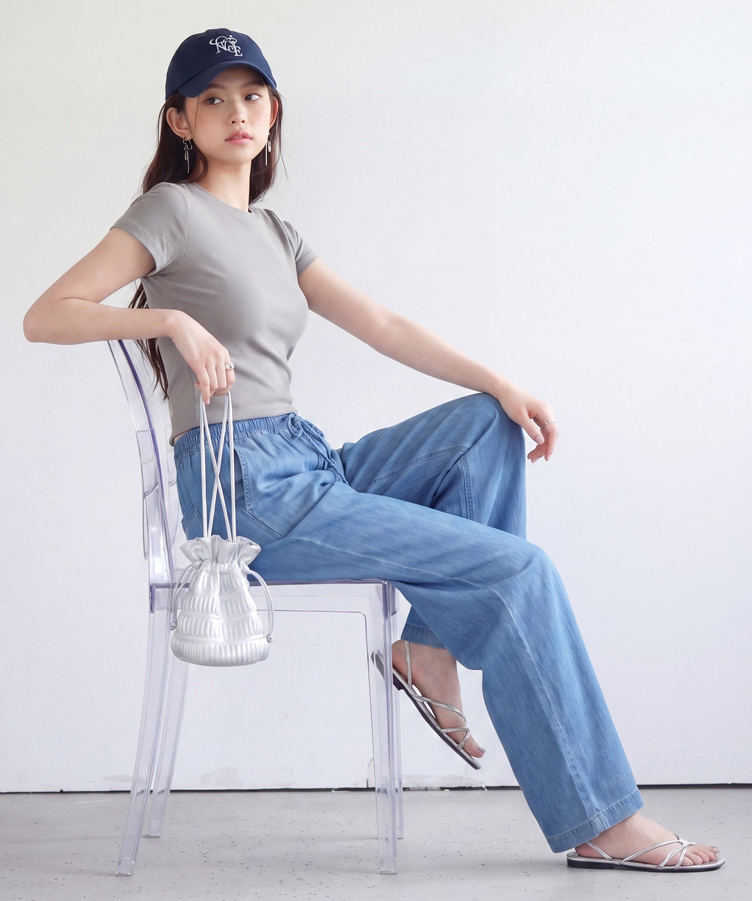 デニムパンツ ワイドパンツ 薄手dsrb3025 ブルー
