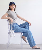 デニムパンツ ワイドパンツ 薄手dsrb3025 ブルー