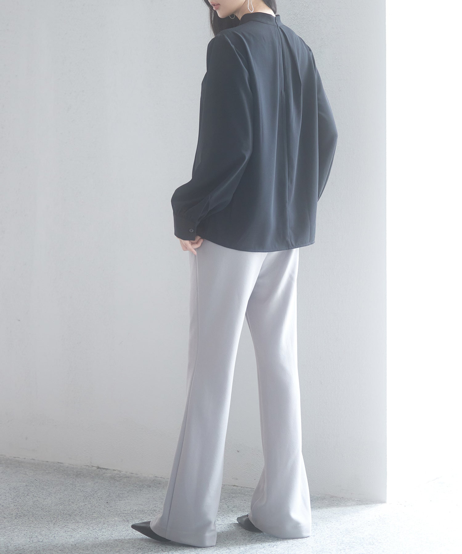 ウエストゴムストレッチフレアパンツsdp0019 グレー