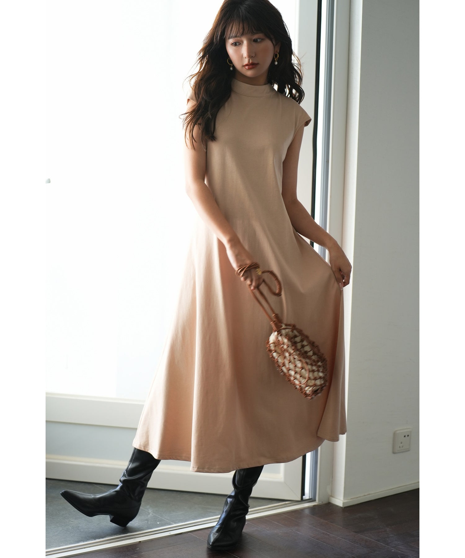 前後2wayフレアロングワンピースsdp0060 ベージュ – [公式