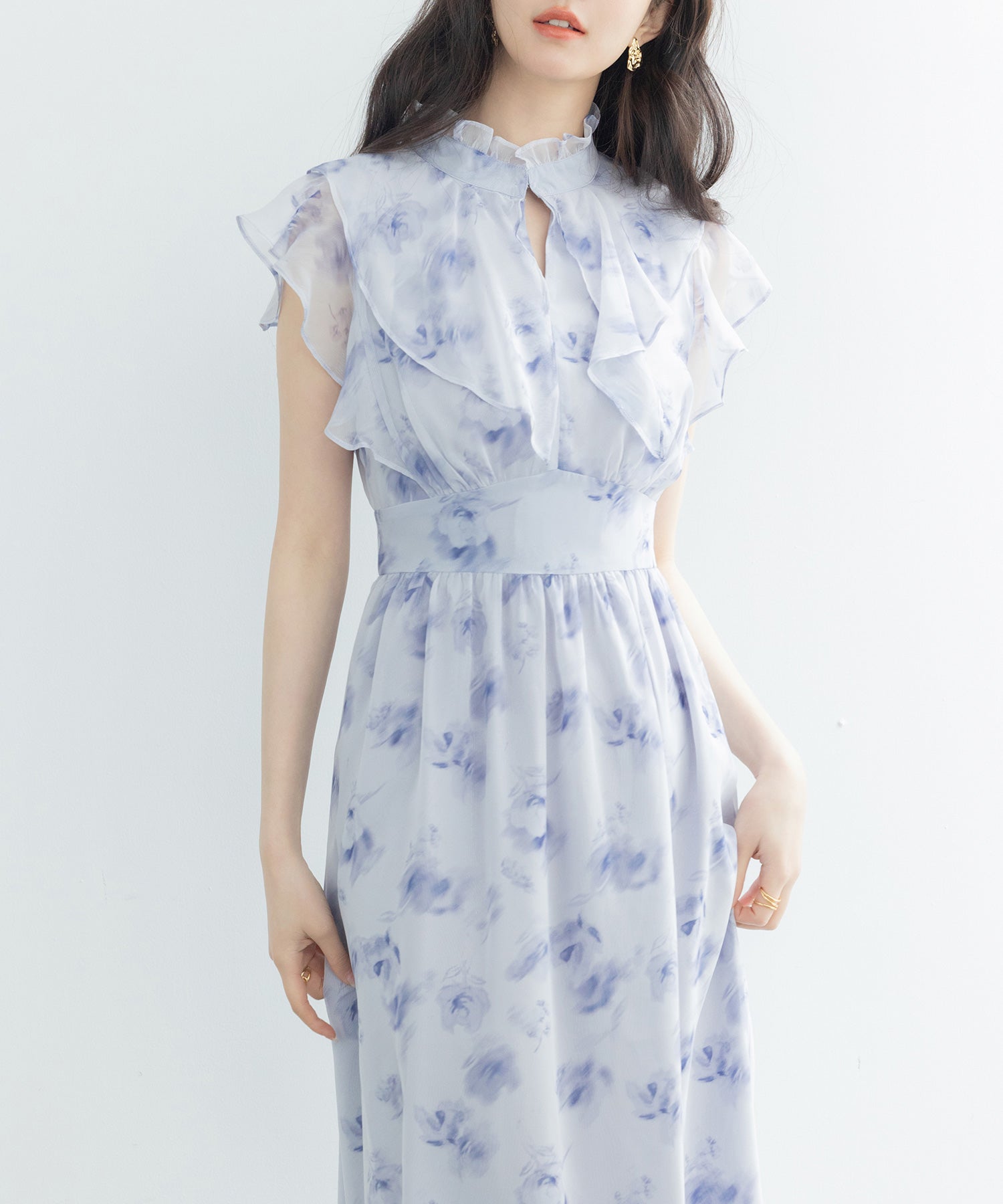 花柄シフォン生地ミモレ丈ワンピース – [公式]SAISON DE PAPILLON