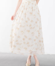 花柄シフォン生地ミモレ丈ワンピースsdp0069b