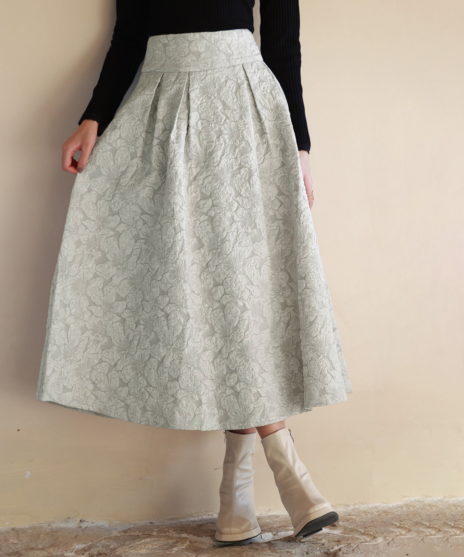 フクレジャガードフレアハイウエストスカートsdp0118 グレー