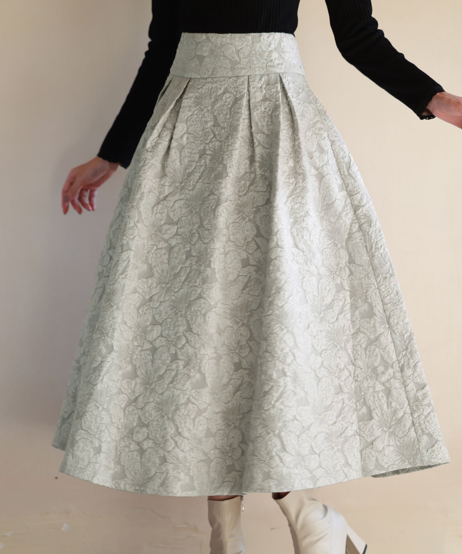 フクレジャガードフレアハイウエストスカートsdp0118 グレー