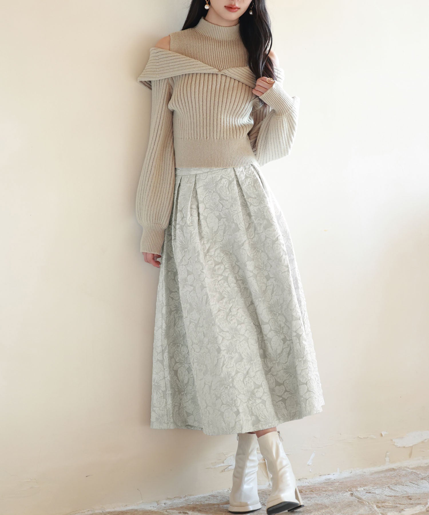 フクレジャガードフレアハイウエストスカートsdp0118 グレー