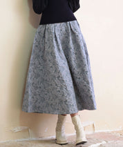 フクレジャガードフレアハイウエストスカートsdp0118 ブルーグレー