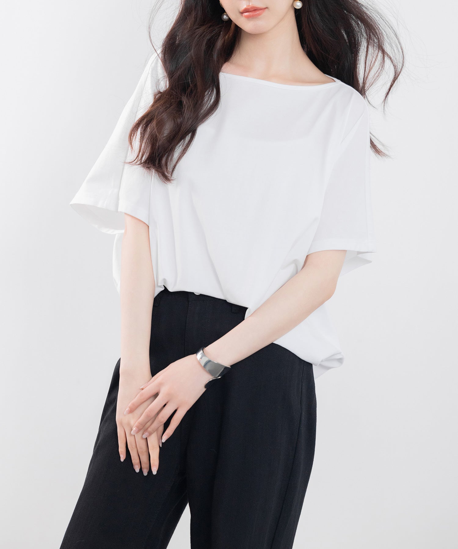 ボートネックカットソーTシャツsdp0198 ホワイト