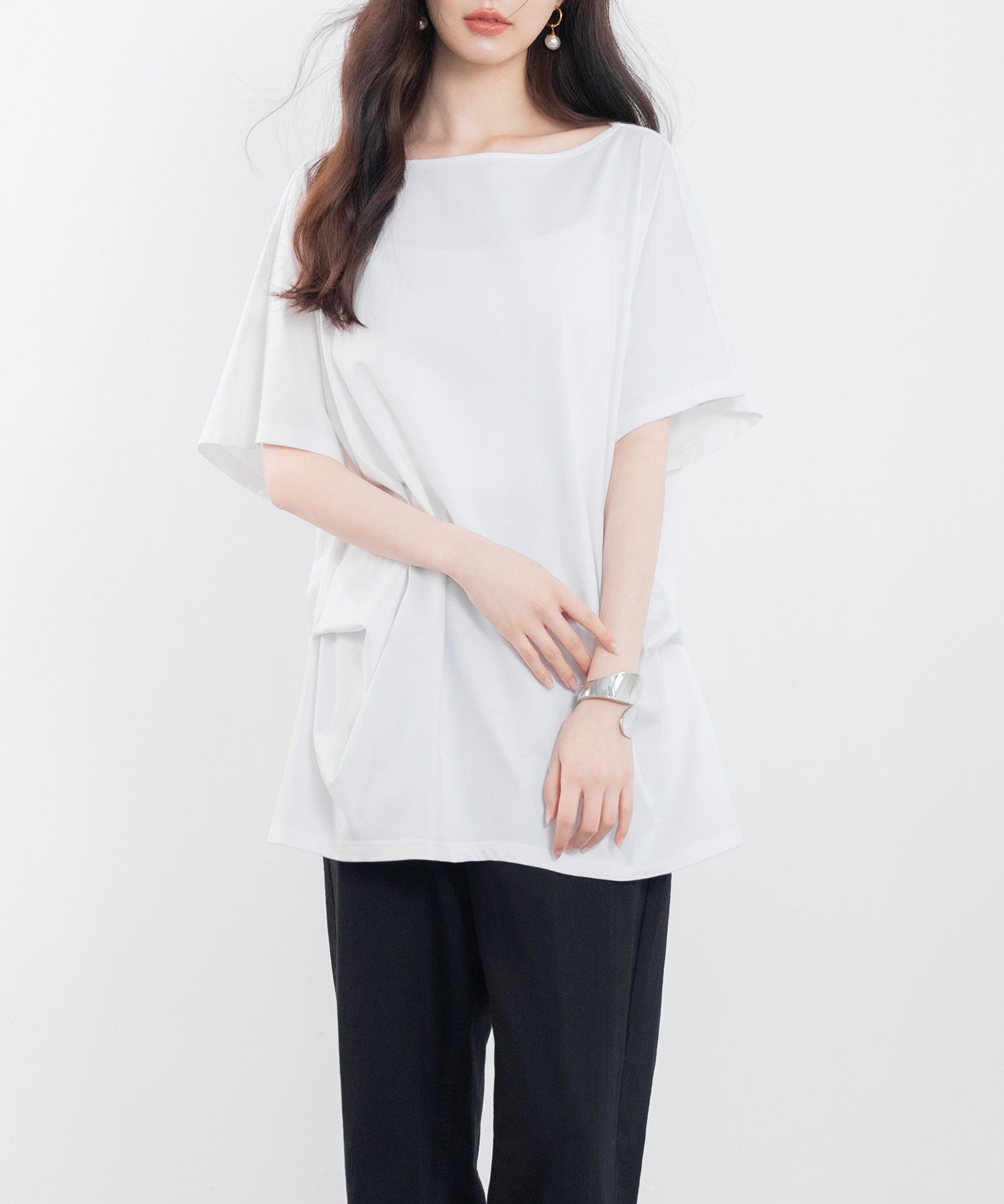 ボートネックカットソーTシャツsdp0198 ホワイト