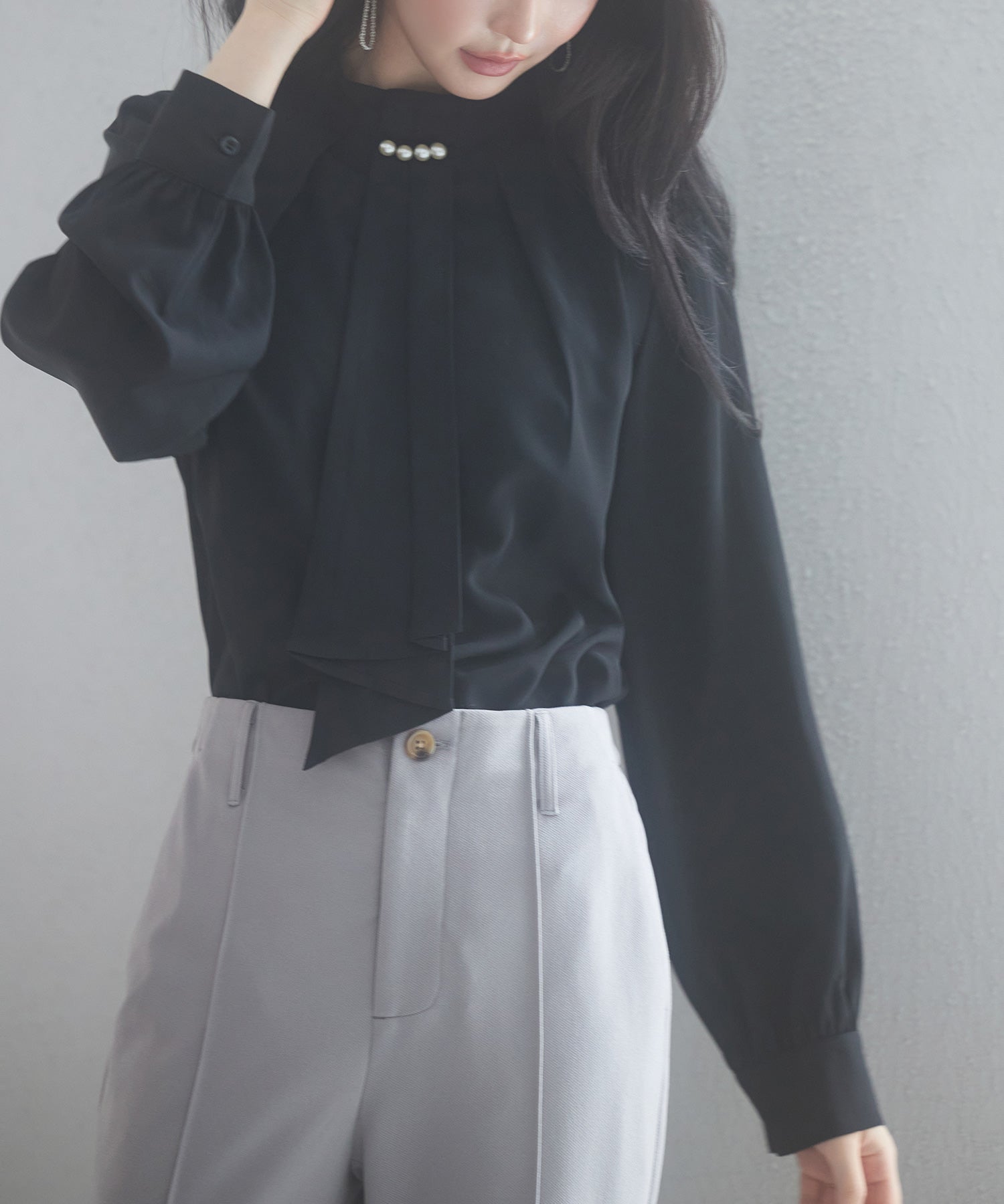 スタンドカラー長袖ブラウスsdp0199b ブラック – [公式]SAISON DE