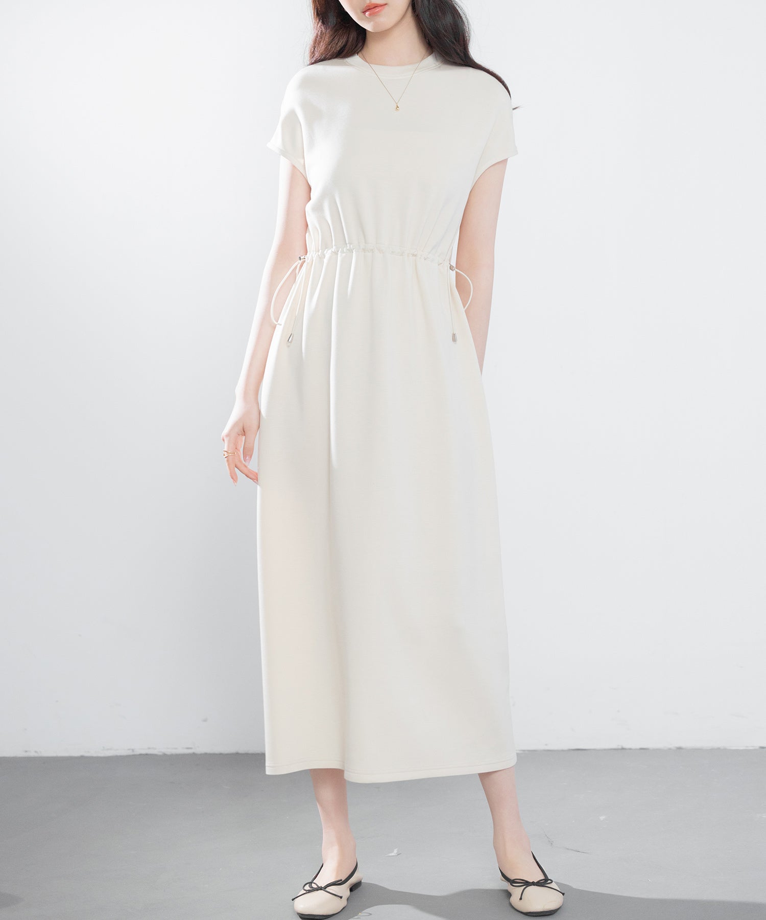 ポンチ素材フレンチスリーブワンピースsdp0201 アイボリー – [公式