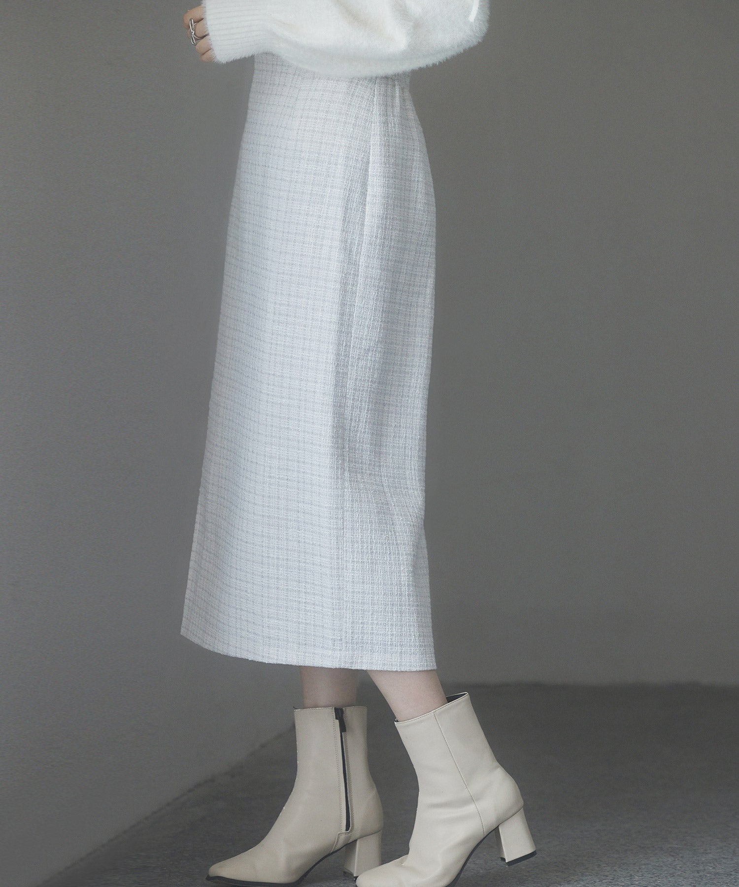 スリット入りラメツイード生地スカートsdp0229 ホワイト – [公式