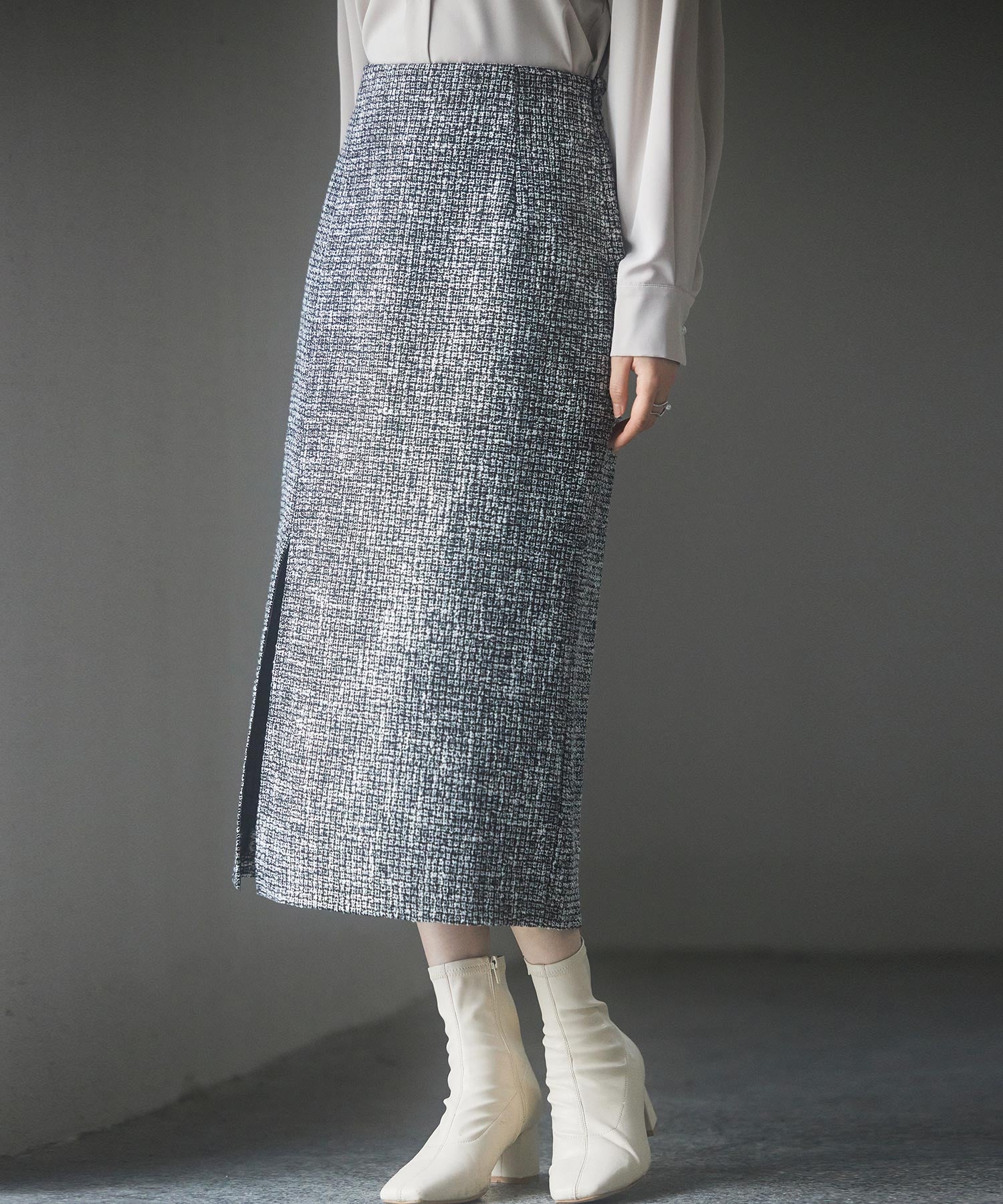 スリット入りラメツイード生地スカートsdp0229 ブラック – [公式