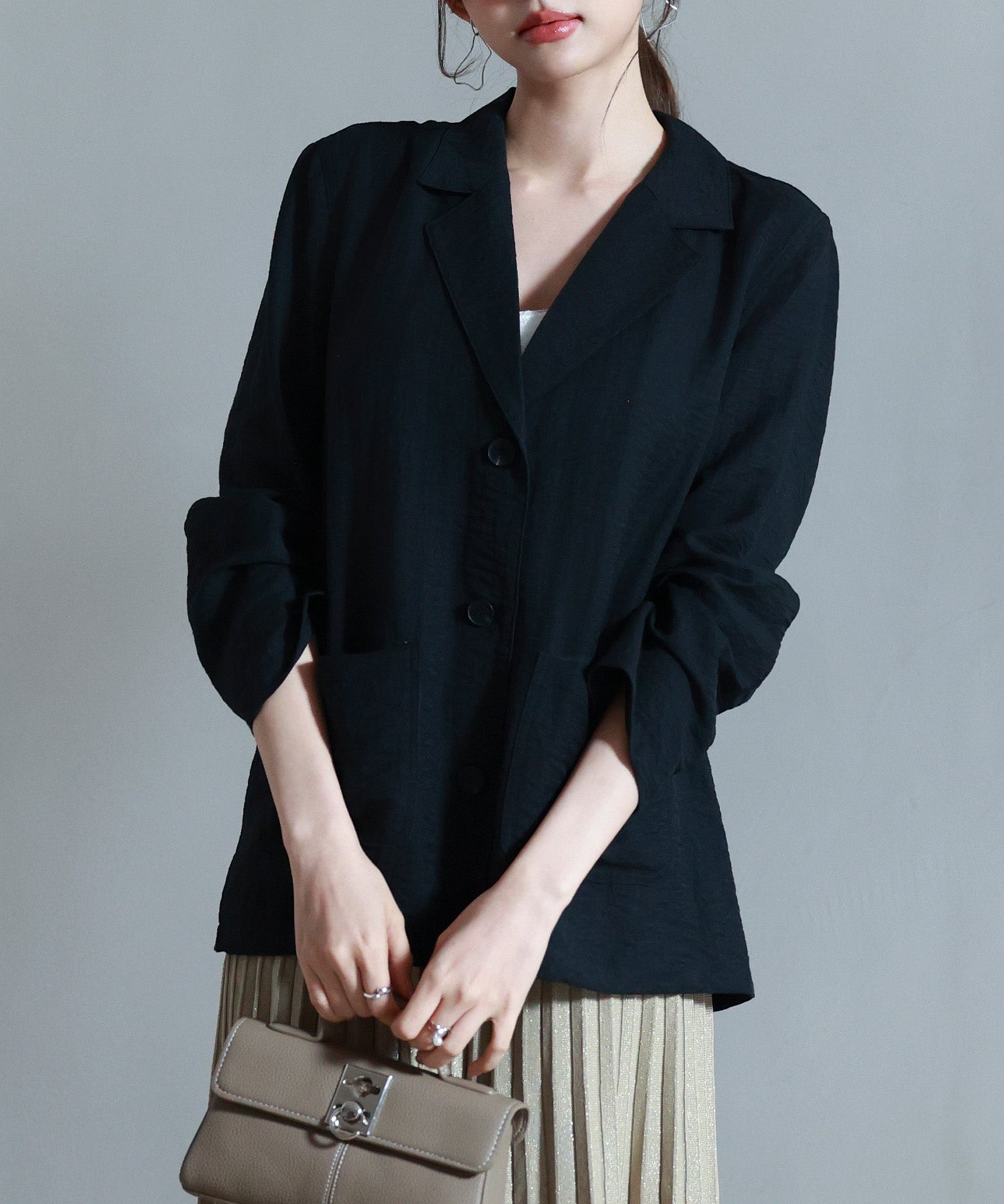 kate spade テーラードジャケット 黒とピンク ELOQUII x kate spade new york Tailored Contrast Lapel Blazer