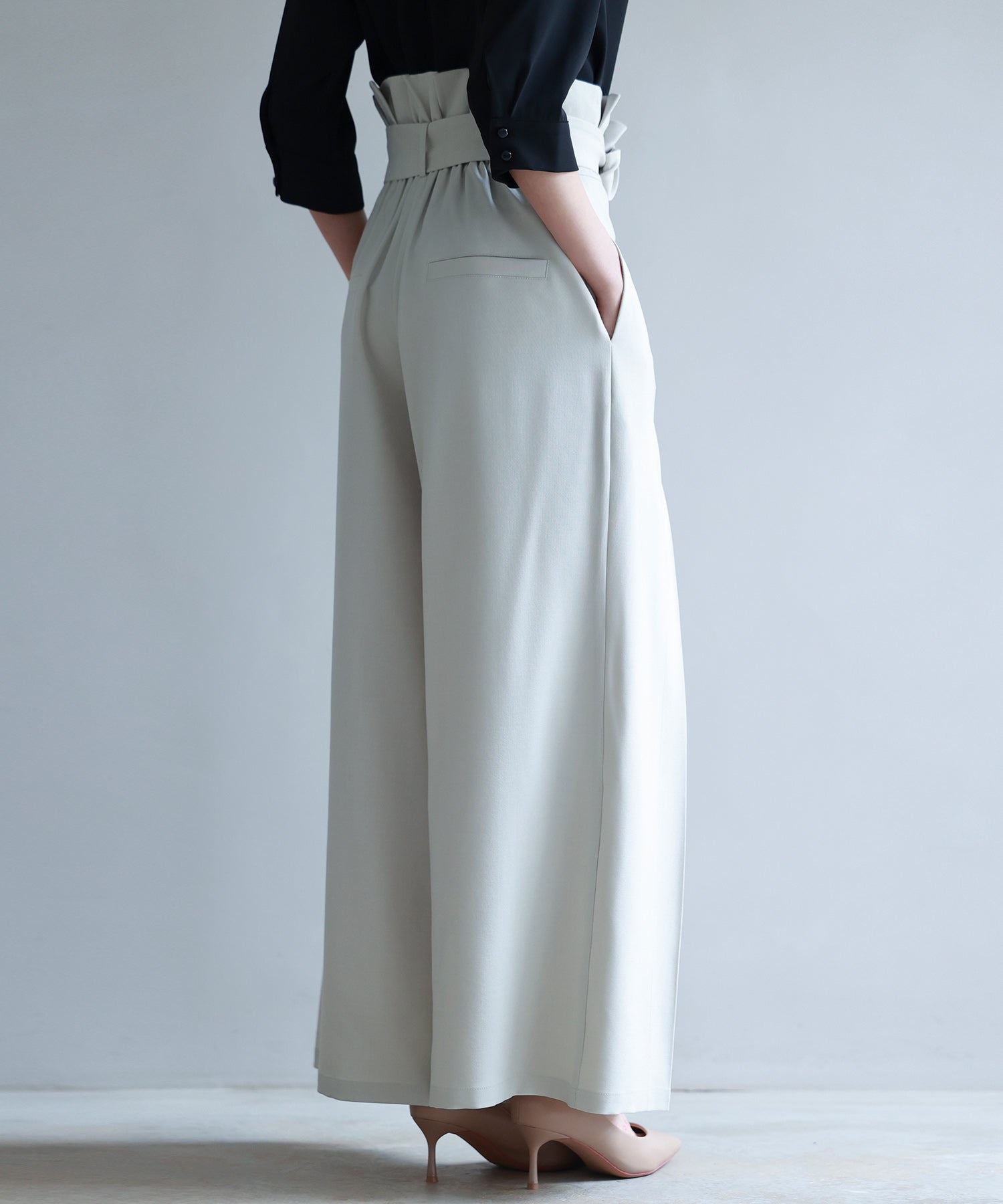 ベルト付きハイウエストワイドパンツsdp0263 アイボリー – [公式
