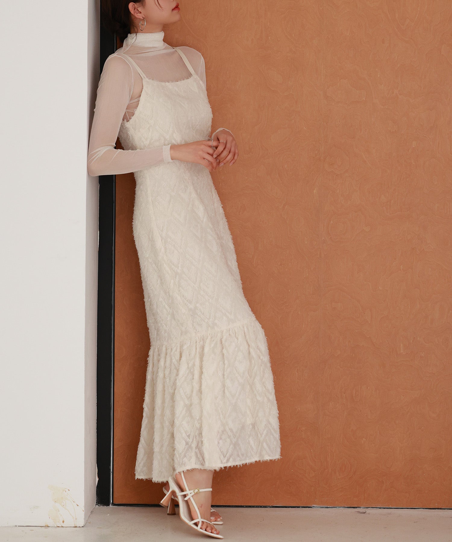 ジャガード柄マーメイドロングキャミワンピースsdp0266