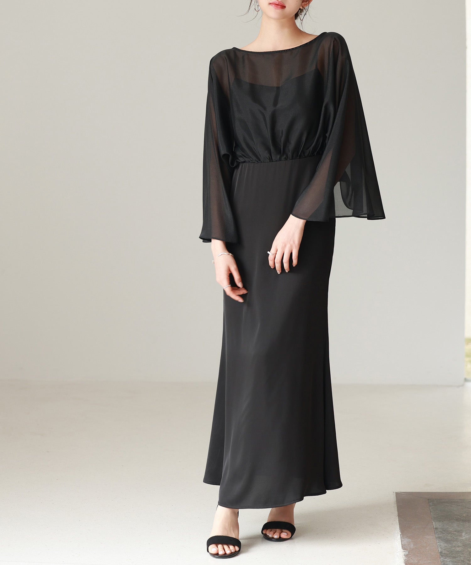 CRESCENTクレッシェント 製品洗 異素材ドッキングワンピース 美品 CRESCENTクレッシェント 製品洗 異素材ドッキング