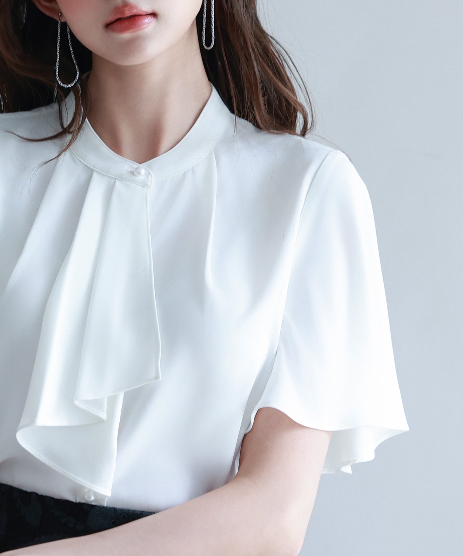 ボウタイネックフレアスリーブブラウスsdp0276 ホワイト – [公式