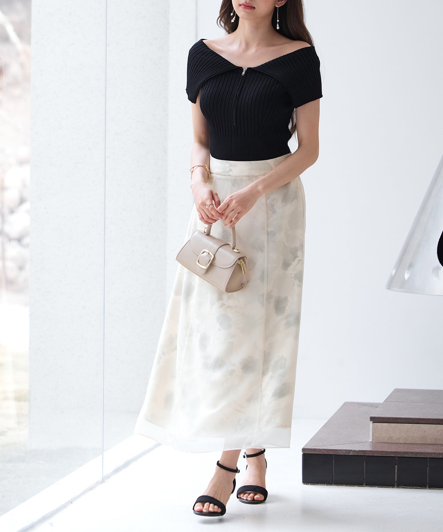 somewherebutter スカート シアー花柄ハイウエストスカートsdp0296 グリーン – [公式