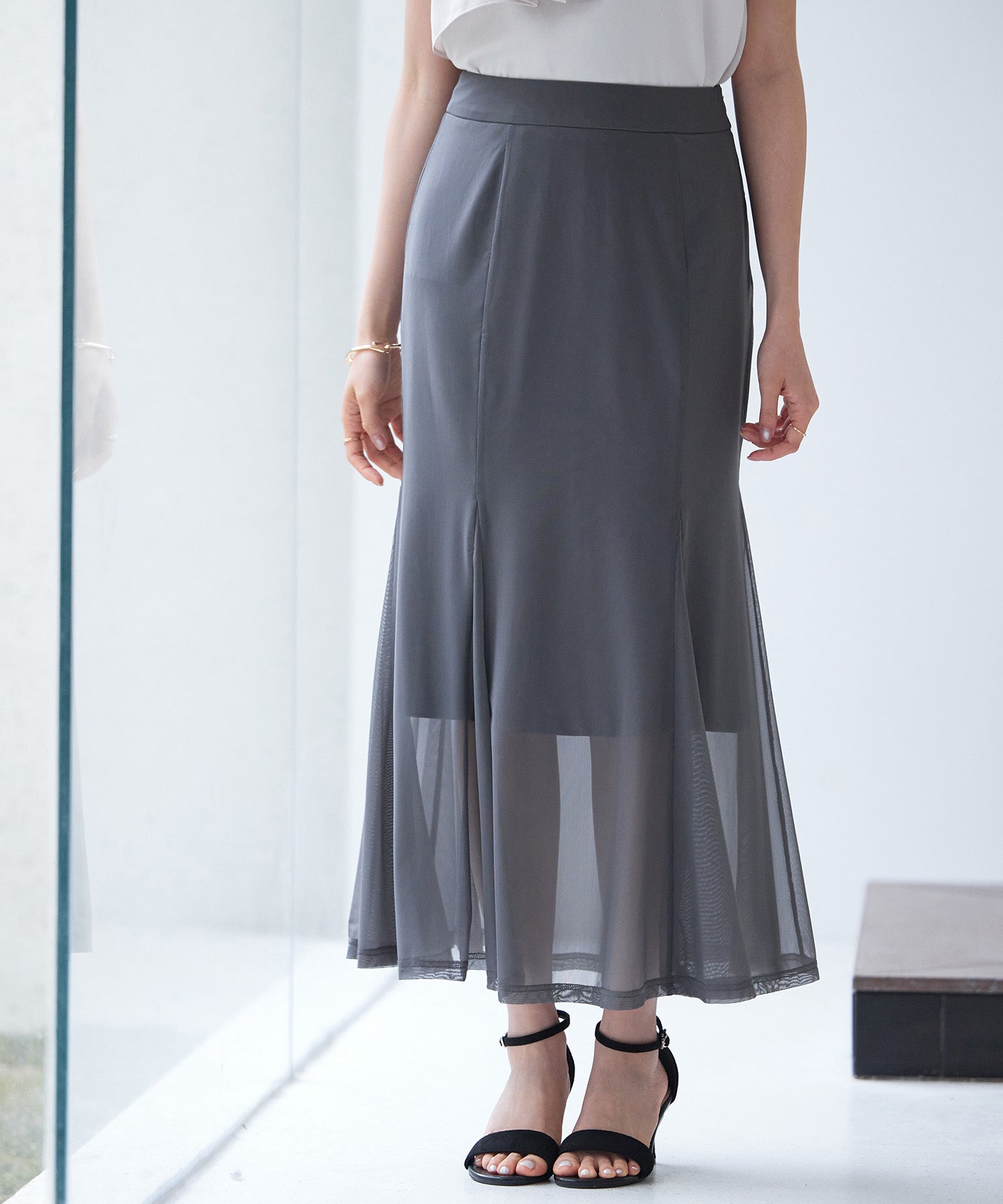 マーメイドチュールロングスカートsdp0298 チャコール – [公式]SAISON