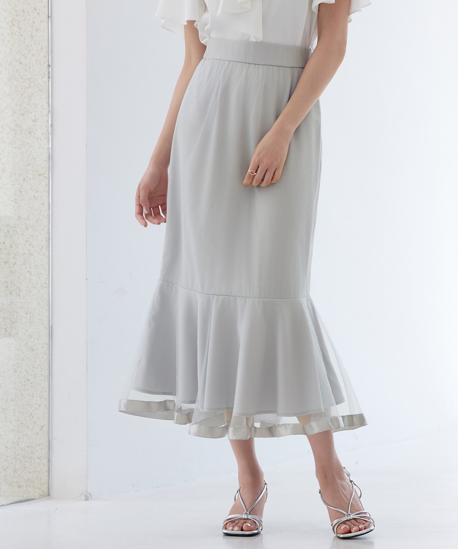 チュールマーメイド裾ロングスカートsdp0313 グレー – [公式]SAISON DE