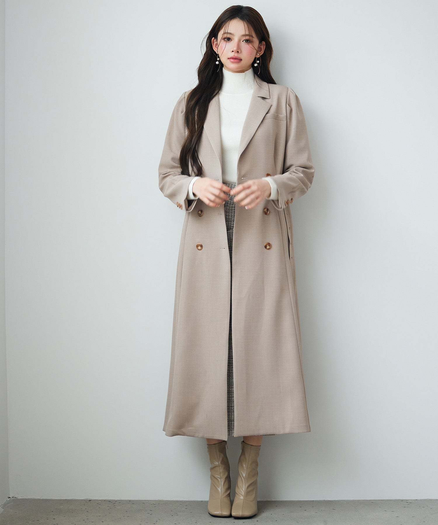 高級　ベージュ ダブルブレスト ロングコート 楽天市場】レディース ファッション コート ダブルブレスト