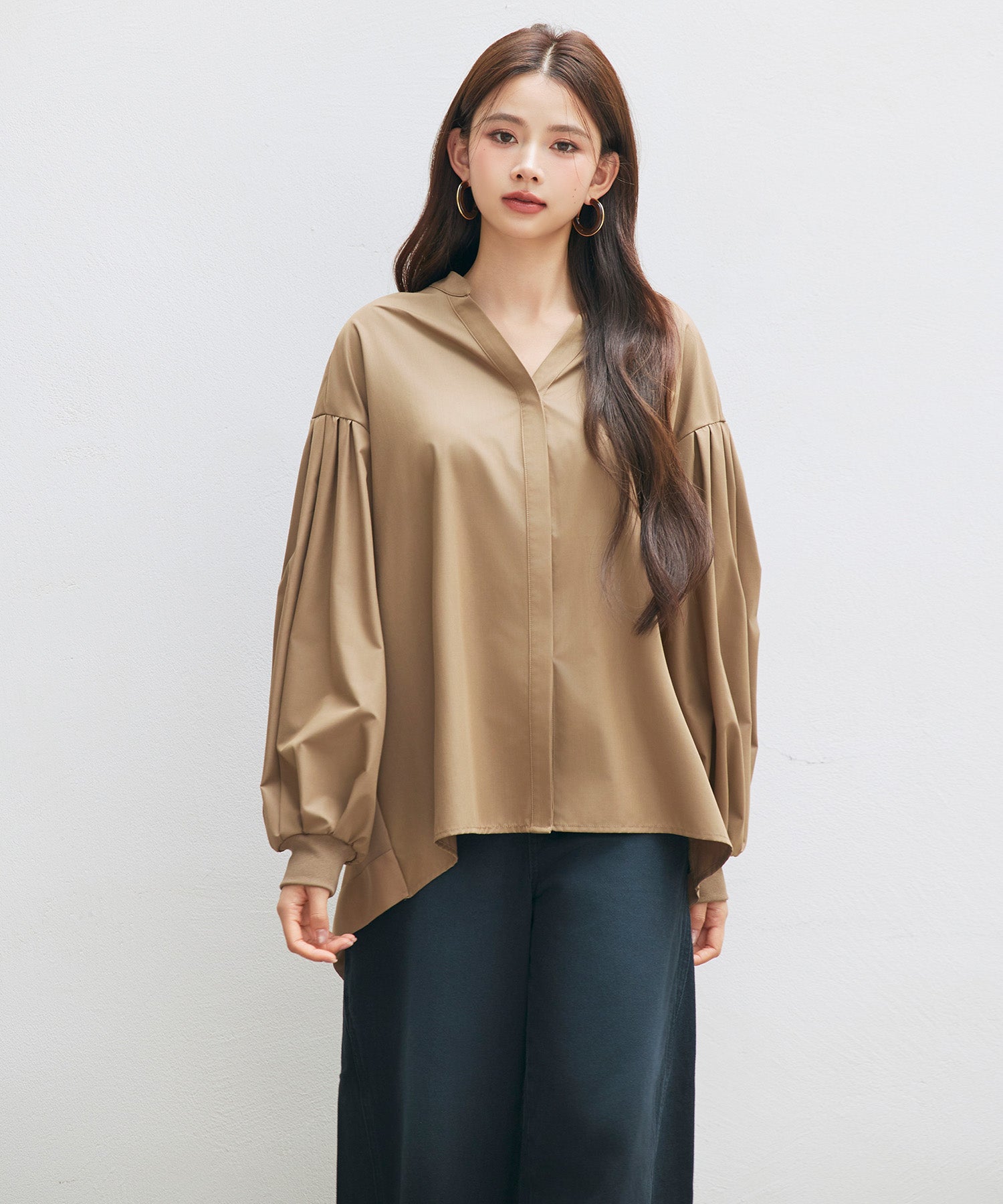 ギャザーチュールドッキングブラウスsdp0323 ブラウン – [公式]SAISON