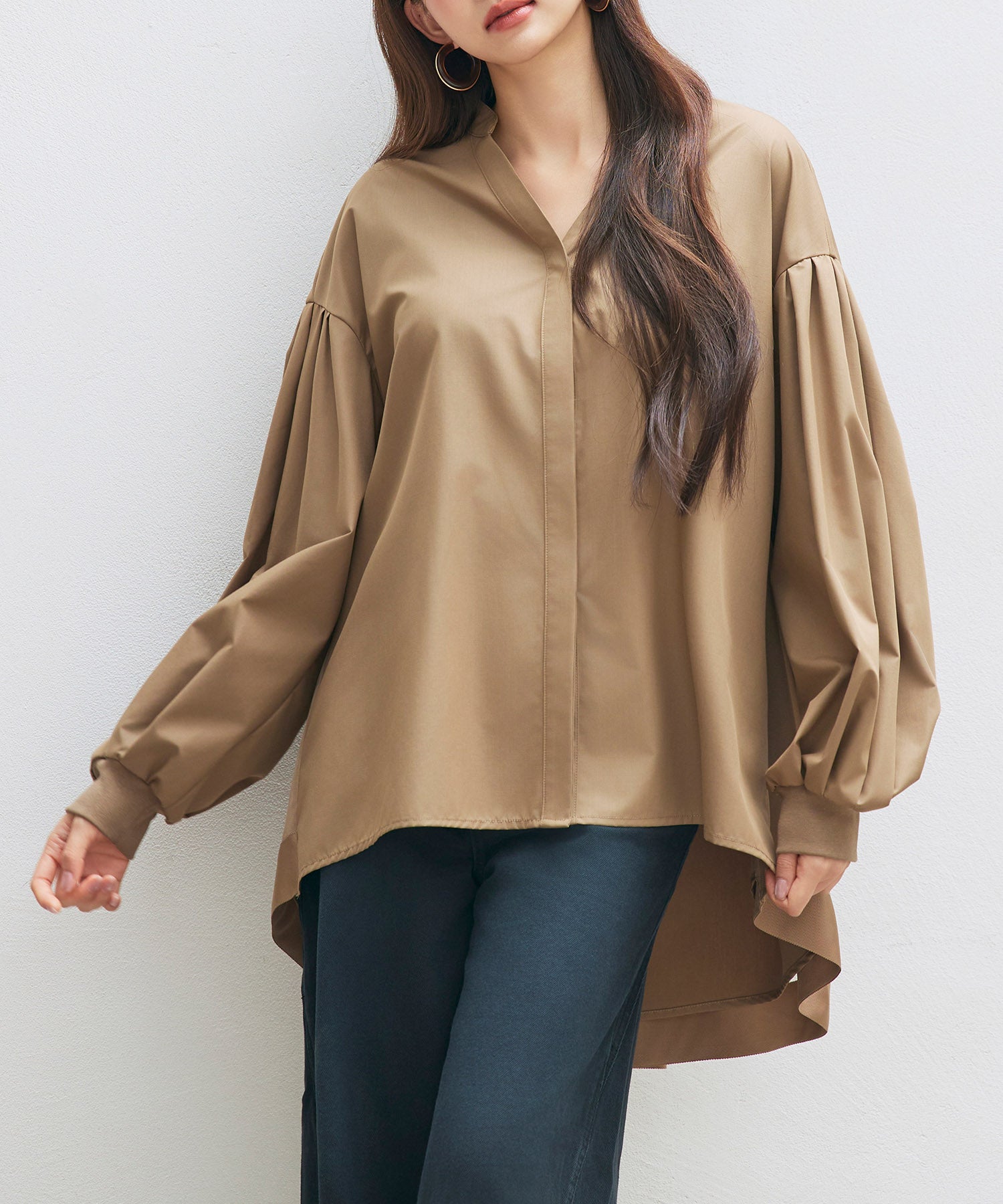 Popelinブラウス スラブサテンブラウス｜PLAIN PEOPLE（プレインピープル）｜商品詳細