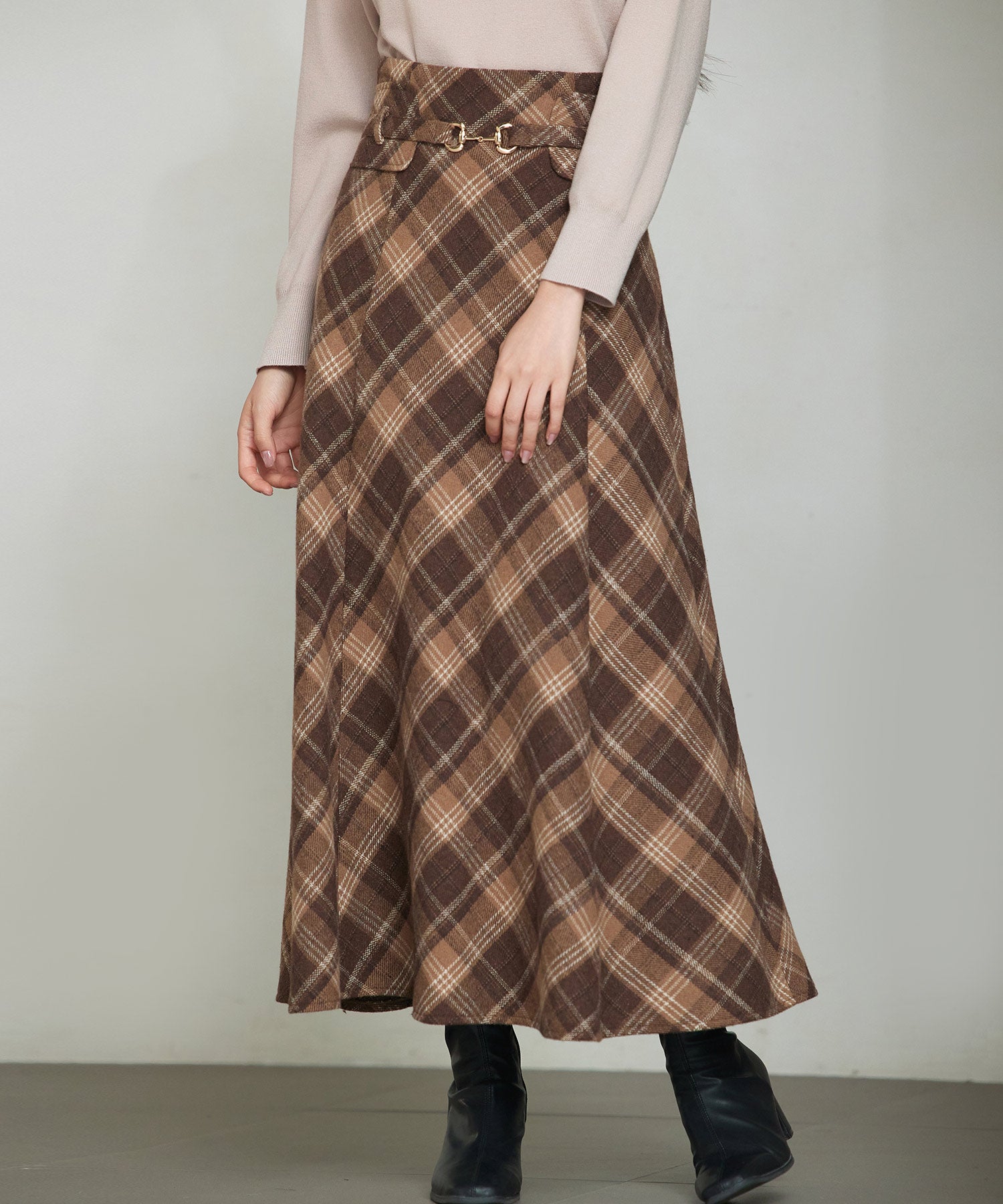 GASA ガサ　チェック柄　ロングスカート GASA ガサチェック柄ロングスカート