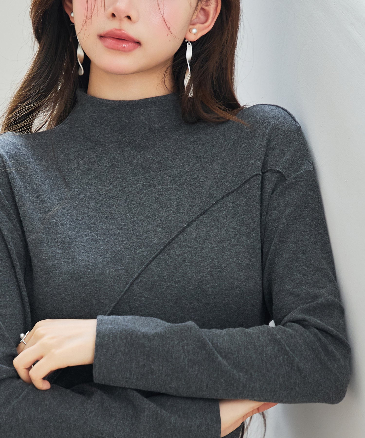 ボトルネックネックロングワンピースsdp0342 チャコール – [公式