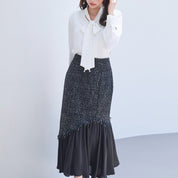 パール付き ボウタイブラウスsdp0343 ホワイト