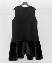 ファー付きVネックノースリーブワンピース ｜ 全3色 × 3サイズ