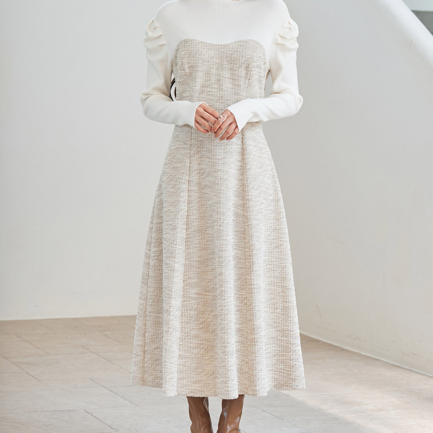 配色切り替えリブロングワンピースsdp0346-103-14