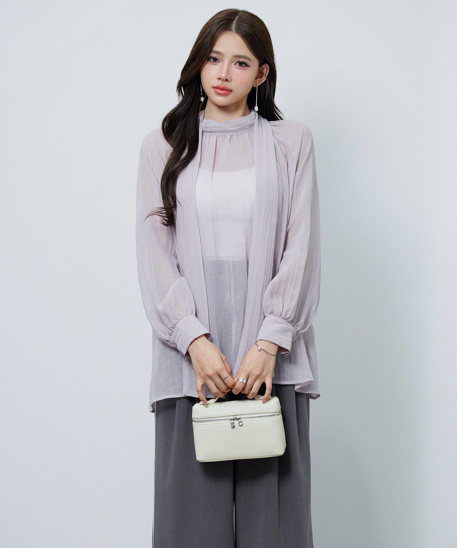 シフォンブラウスとインナー2点セットsdp0350 パープル