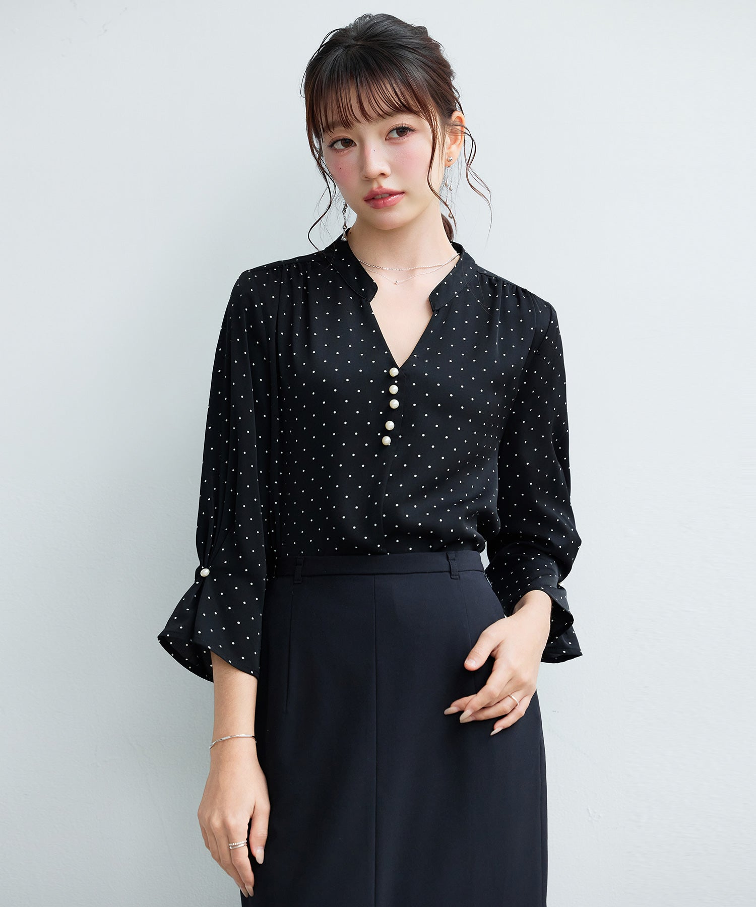 ブラウス シャツ ESTNATION ⁄ パール刺繍ブラウス レディース
