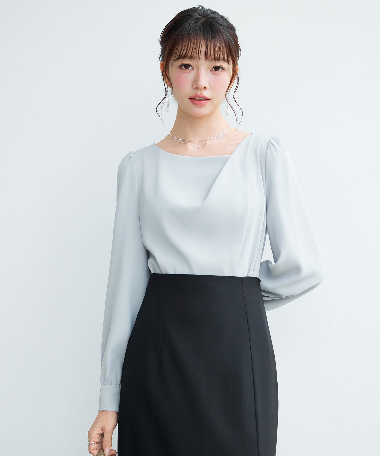 ニュアンスネック長袖ブラウスsdp0375 ミント