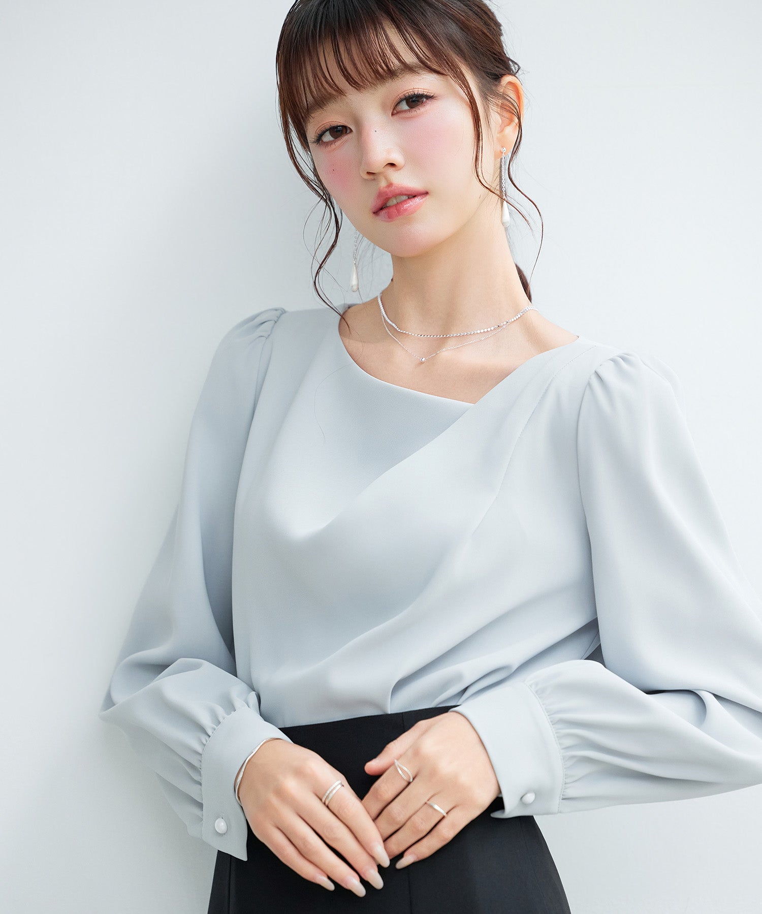 ニュアンスネック長袖ブラウスsdp0375 ミント