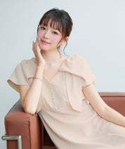 ビッグリボンショルダーロングワンピース ｜ 全3色 × 3サイズ
